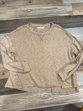 We The Free Beige Crew Neck Pullover Sweater